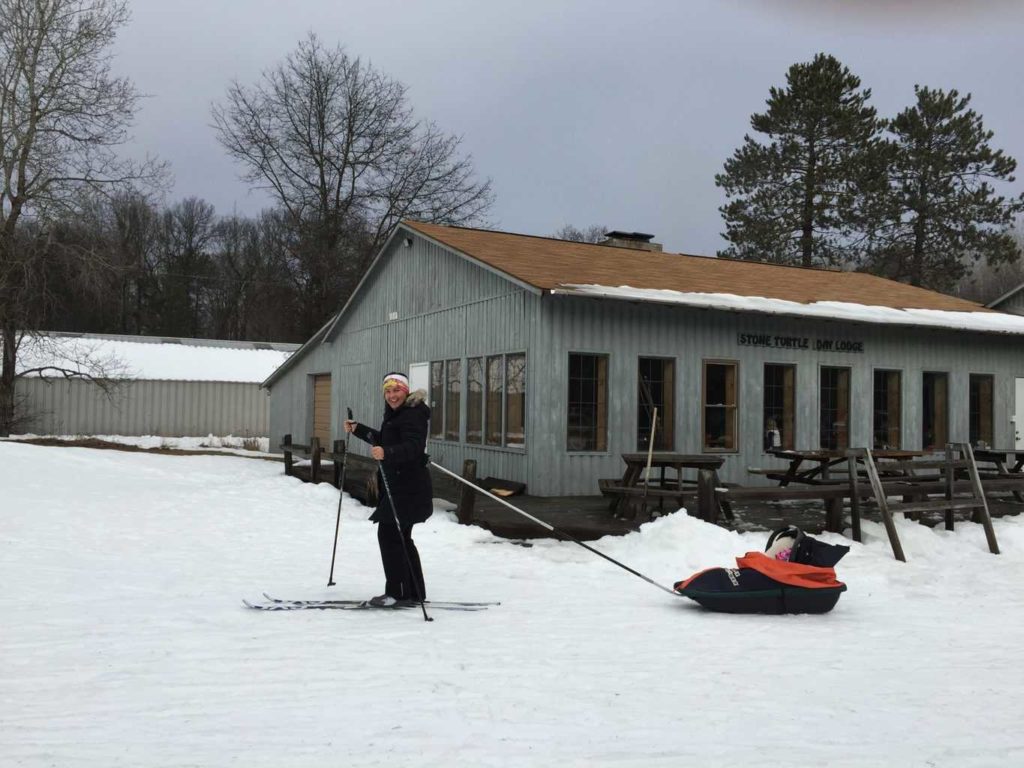 cross country skiing with baby