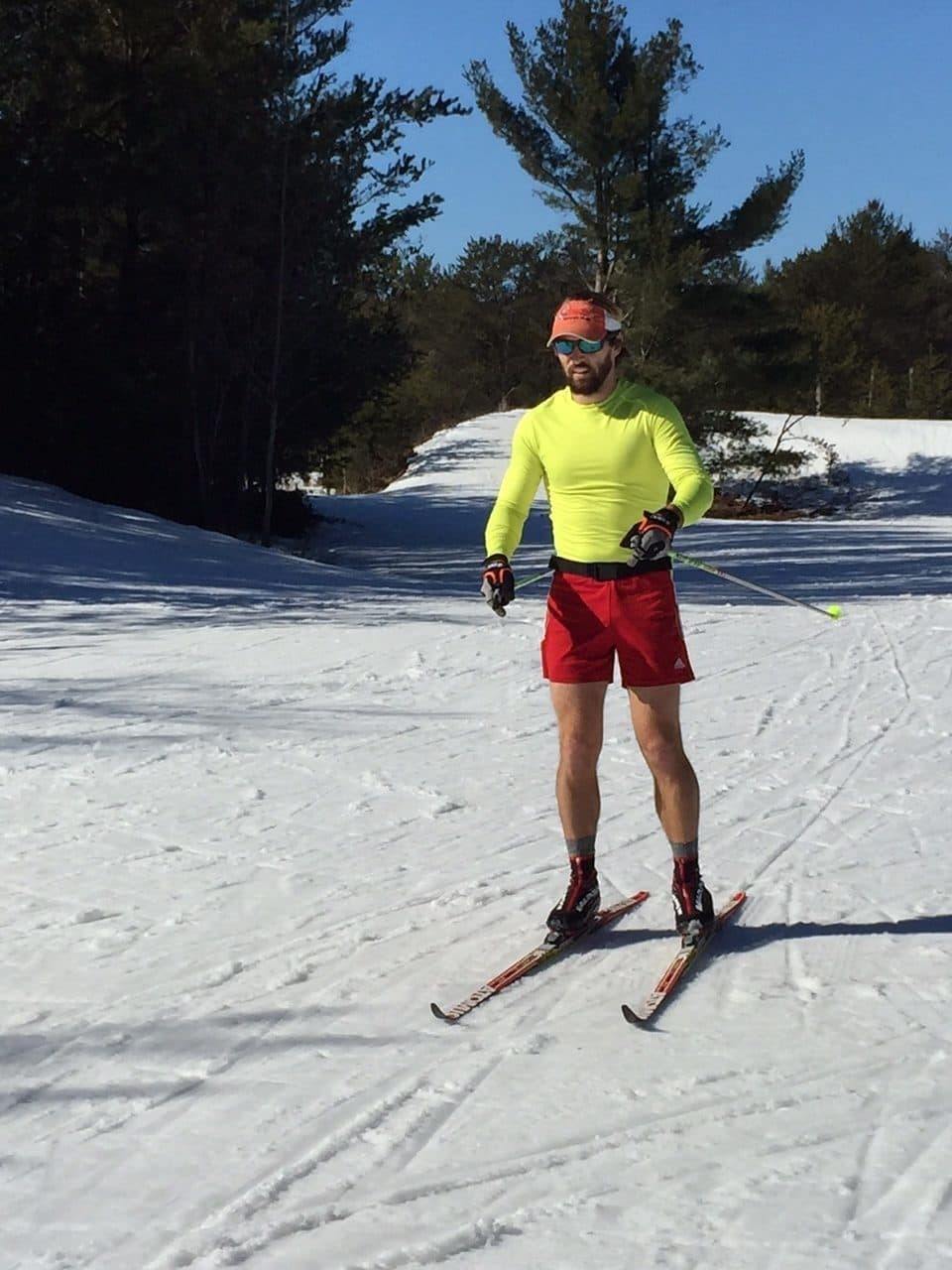 skiing in shorts