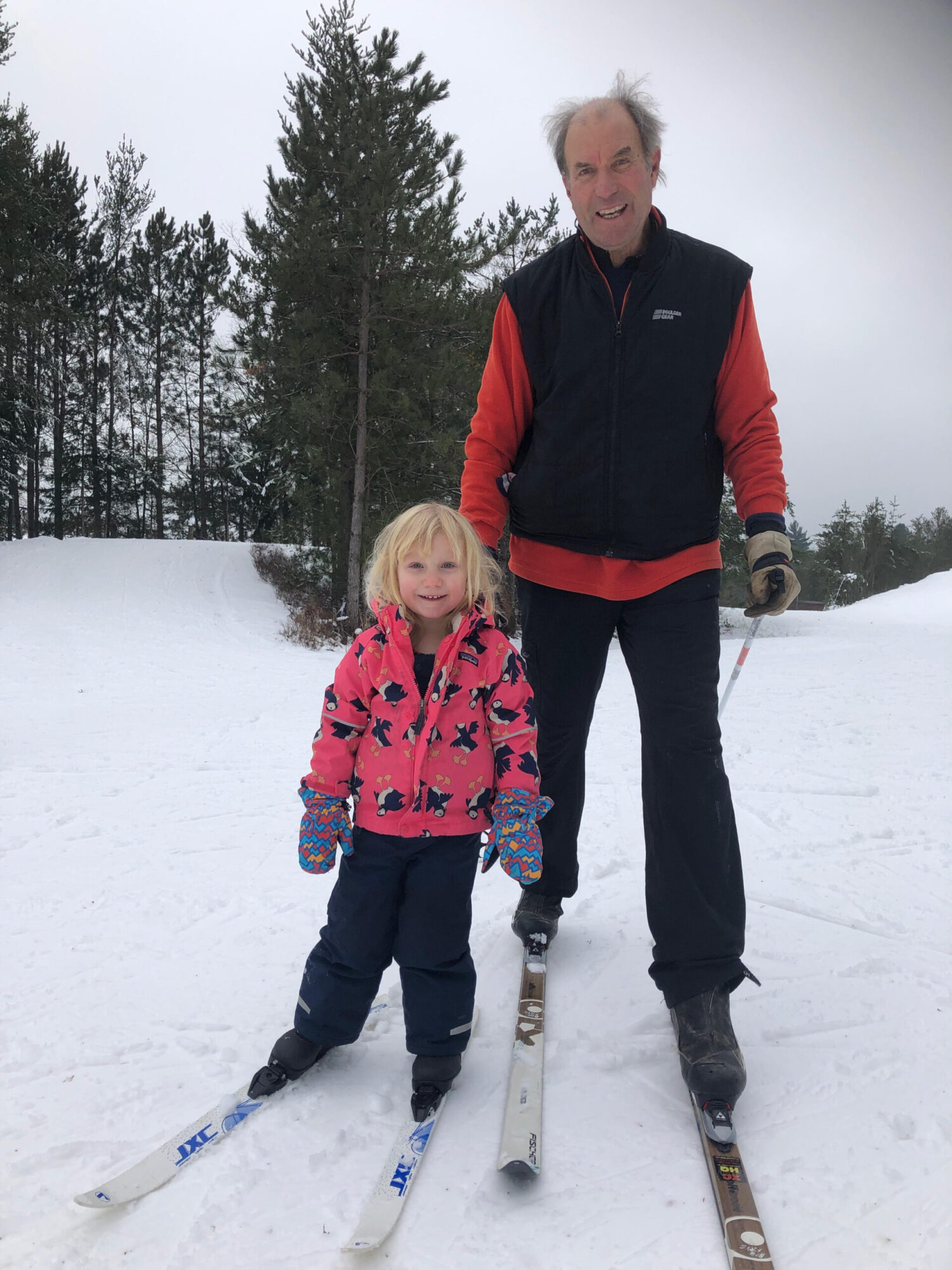 Bob and Sayla skiing