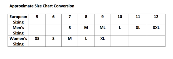 Toko Glove Sizing Chart