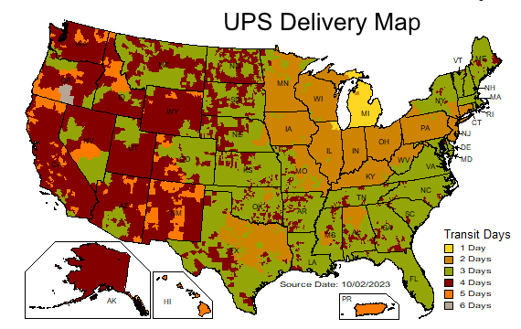 UPS Delivery Map